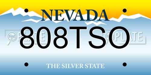 808TSO Nevada License Plate