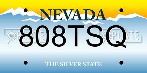 808TSQ Nevada License Plate