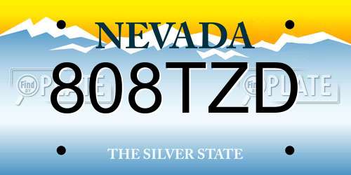 808TZD Nevada License Plate