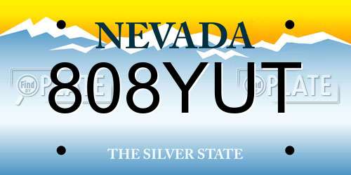 808YUT Nevada License Plate
