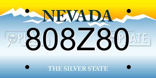 808Z80 Nevada License Plate