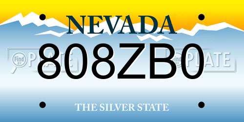 808ZB0 Nevada License Plate