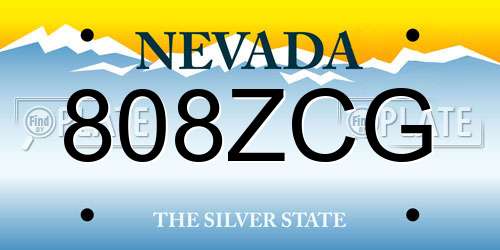 808ZCG Nevada License Plate