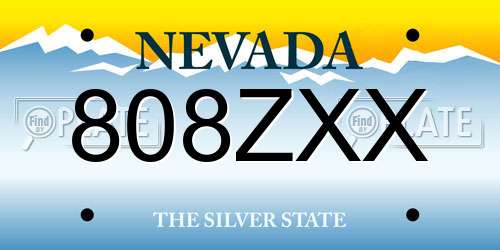 808ZXX Nevada License Plate