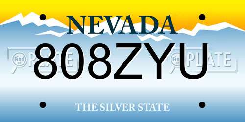 808ZYU Nevada License Plate