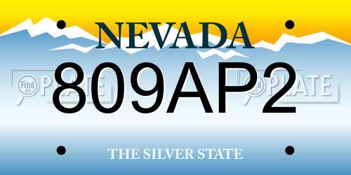 809AP2 Nevada License Plate