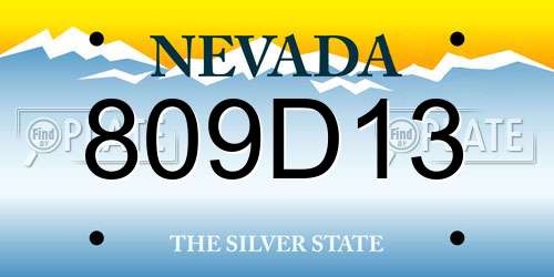 809D13 Nevada License Plate