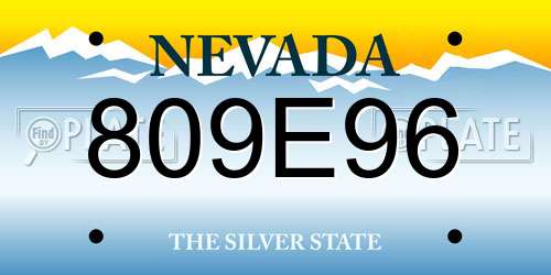 809E96 Nevada License Plate