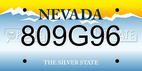 809G96 Nevada License Plate