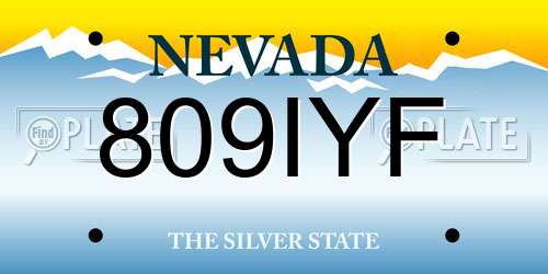 809IYF Nevada License Plate