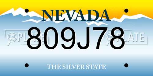 809J78 Nevada License Plate