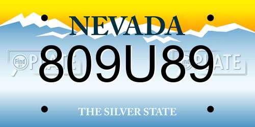 809U89 Nevada License Plate