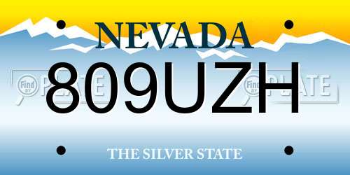 809UZH Nevada License Plate