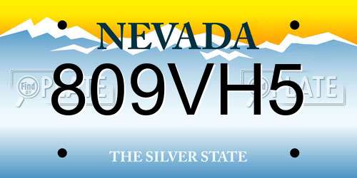 809VH5 Nevada License Plate
