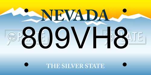 809VH8 Nevada License Plate