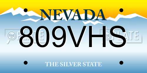809VHS Nevada License Plate