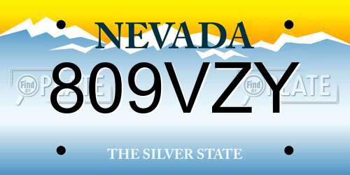 809VZY Nevada License Plate