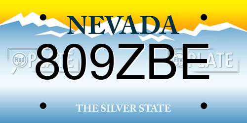 809ZBE Nevada License Plate