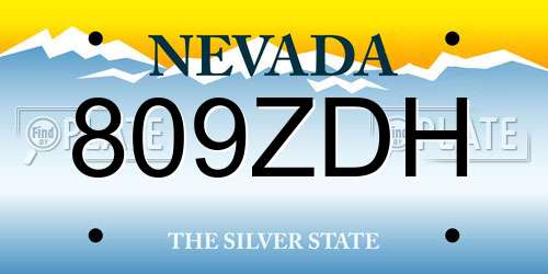 809ZDH Nevada License Plate