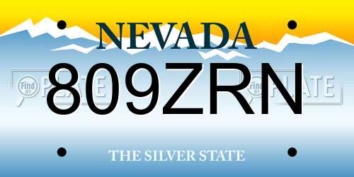 809ZRN Nevada License Plate