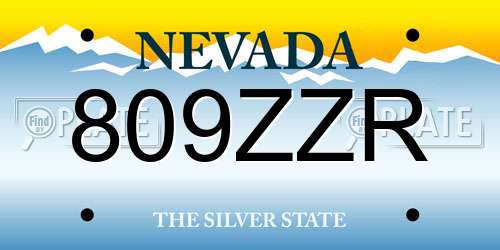 809ZZR Nevada License Plate