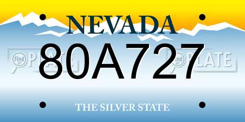 80A727 Nevada License Plate
