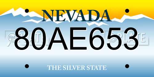 80AE653 Nevada License Plate