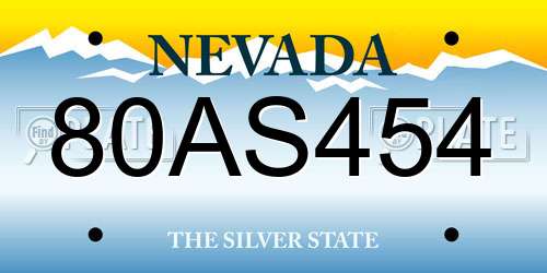 80AS454 Nevada License Plate
