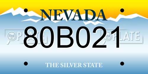 80B021 Nevada License Plate