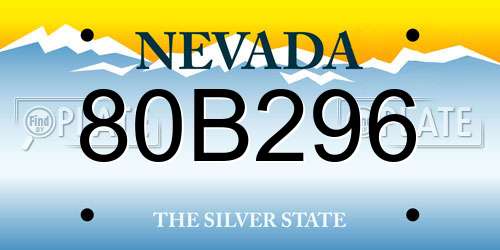 80B296 Nevada License Plate