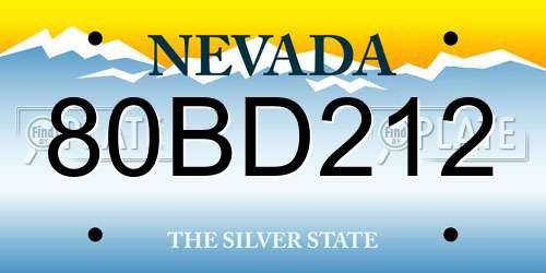 80BD212 Nevada License Plate