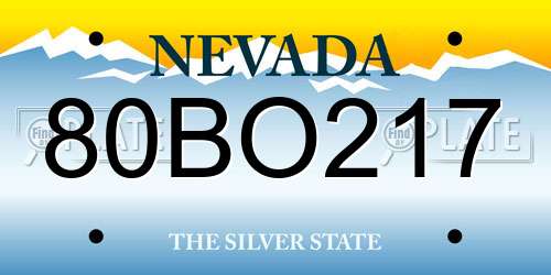80BO217 Nevada License Plate