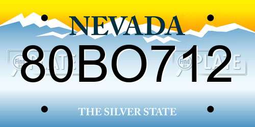 80BO712 Nevada License Plate