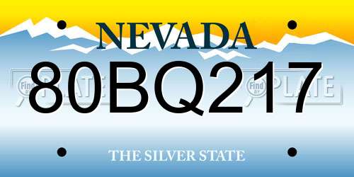 80BQ217 Nevada License Plate