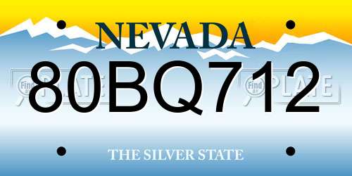 80BQ712 Nevada License Plate