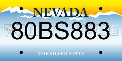 80BS883 Nevada License Plate