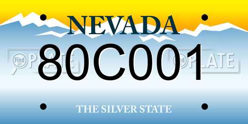 80C001 Nevada License Plate