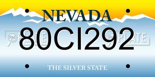 80CI292 Nevada License Plate