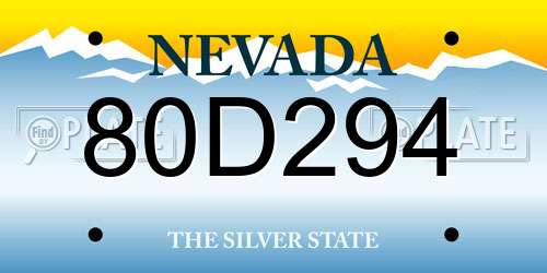80D294 Nevada License Plate