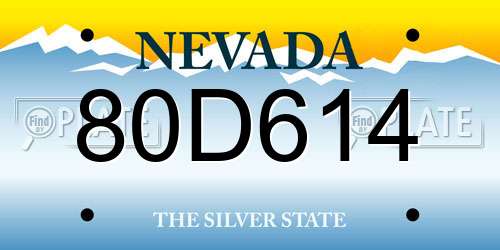 80D614 Nevada License Plate