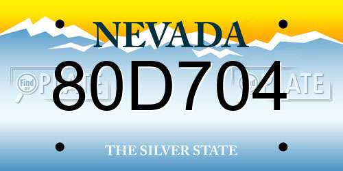 80D704 Nevada License Plate