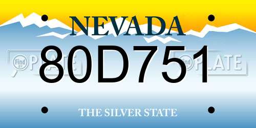 80D751 Nevada License Plate