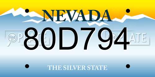 80D794 Nevada License Plate