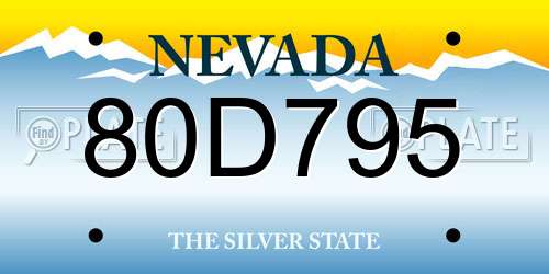 80D795 Nevada License Plate
