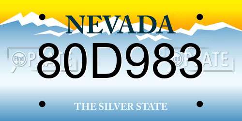 80D983 Nevada License Plate