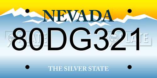 80DG321 Nevada License Plate
