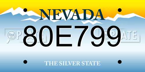 80E799 Nevada License Plate