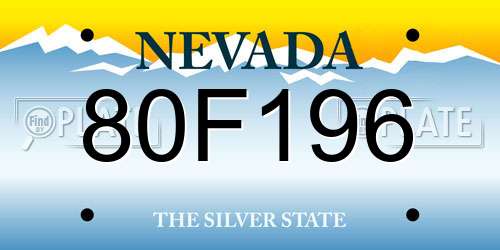 80F196 Nevada License Plate