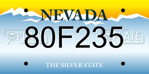 80F235 Nevada License Plate