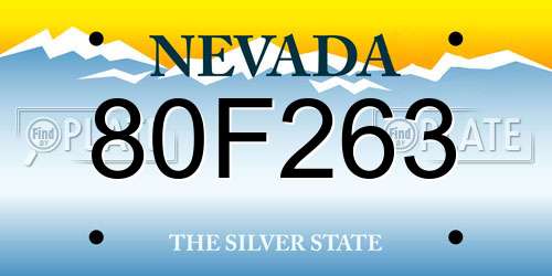 80F263 Nevada License Plate
